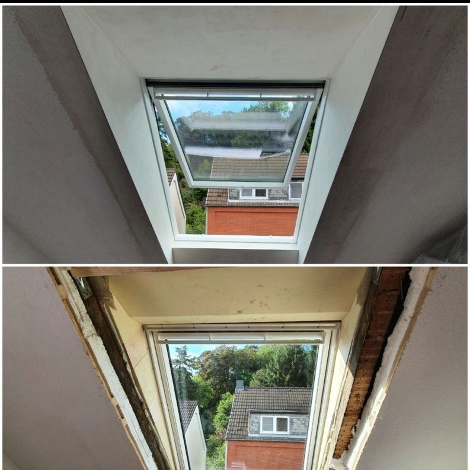 Ivane24, vor und nach der Renovierung der Dachfenster